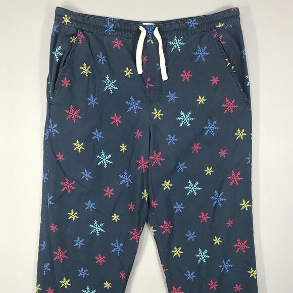 Gap Pants Men's Medium Blue Snowflakes Pull On Lounge Pajama Drawstring Pockets - Picture 2 of 12